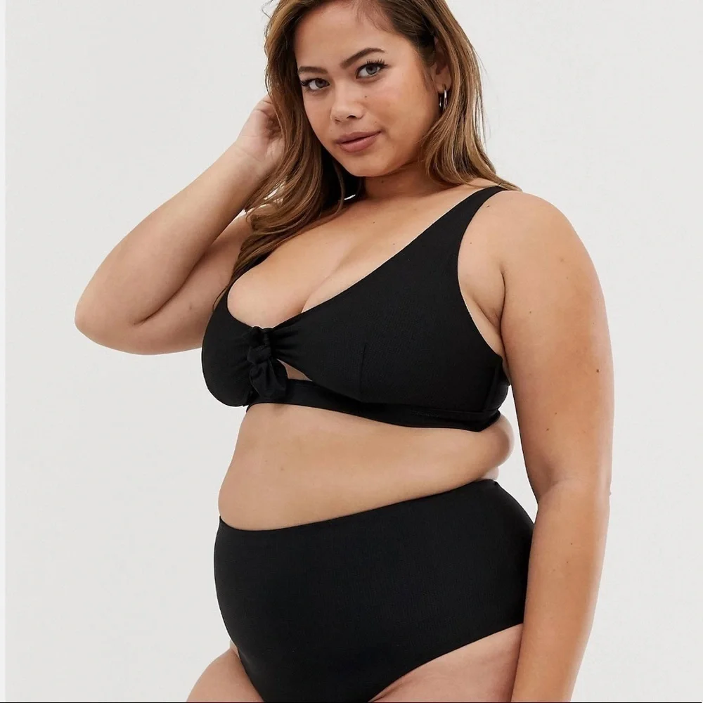 Asos Curve 16 Wolf and whistle exclusive bunny tie cut out swim top bikini
